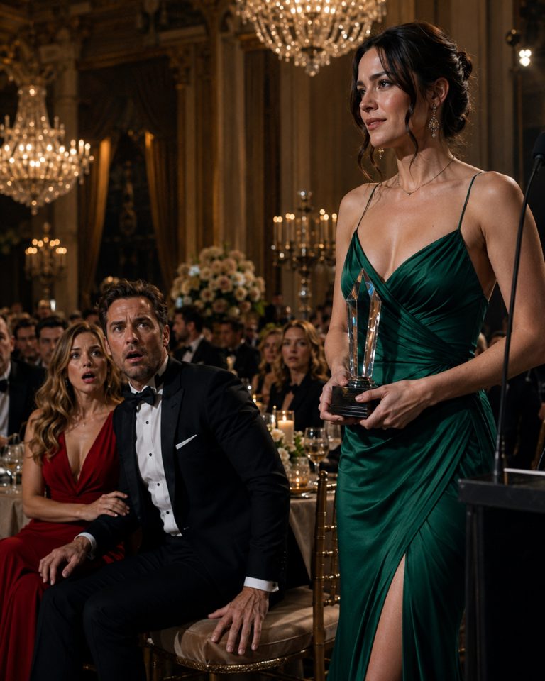 “You stay in the car,” her husband snapped as he walked away with his mistress toward the red carpet. She sat in the freezing parking garage, watching him parade in front of the cameras, calling her a “housewife who’d never understand business.” Then the lights dimmed at the gala, a voice called her name — and his smirk shattered in front of every tycoon in the city. Then she stepped out of the shadows wearing emerald silk — and he collapsed to the floor.