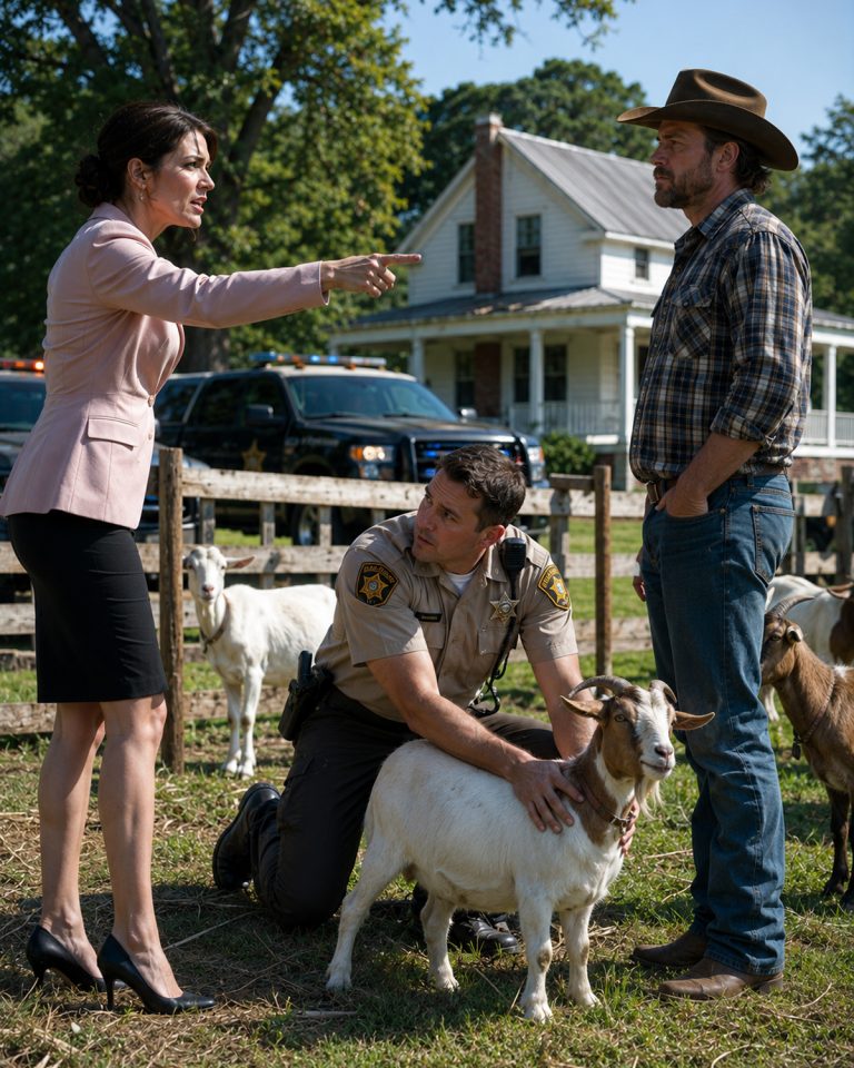 “Your animals are in violation,” she said, standing at my fence line in a blazer that had never seen a morning like this one. I had 14 days to remove my goats or she’d call animal control. She didn’t know the man she planned to call was my uncle. She didn’t know the deed went back to 1947. She didn’t know I’d been waiting for this moment — and that the record never forgets.