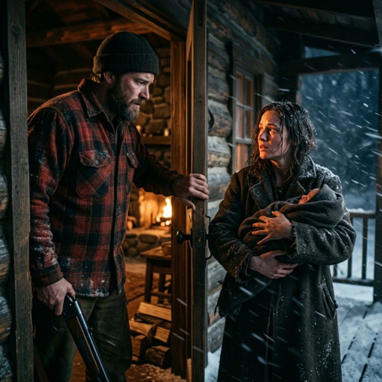 Three sharp knocks in the middle of a blizzard. That’s all it took. Eli Turner hadn’t slept since he buried his wife two weeks ago. His newborn son was fading — too weak to cry, too hungry to eat. He grabbed his rifle and opened the door. A woman stood there, soaked and shivering, holding an infant to her chest. “Please,” she whispered. “There was an accident.” She didn’t know she was carrying something he’d lost forever. And he didn’t know she was running from something far darker than the storm.