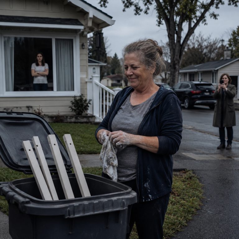 “No army brat will ruin my son’s house,” my mother-in-law said as she threw my 10-week-old’s crib into the trash bin at the curb. I was two hours away at drill with my phone locked in a metal cabinet, doing the thing the army pays me to do while my husband was deployed overseas. She had painted my son’s nursery gray without asking, laid him down on an adult bed between two pillows near a space heater in a fume-filled room, and balled up the blanket my dead mother knit with her own hands and tossed it on top of the pile like garbage. She thought she was saving her grandson from me. She thought when the authorities came, she’d be the responsible grandmother handing over evidence against the unfit mother. But here’s what Linda didn’t know. A nurse had already filed a report. My commander was already on his way. And when he walked through my front door in his dress uniform and raised his hand to salute, the word he said next made my mother-in-law’s face come apart in stages.
