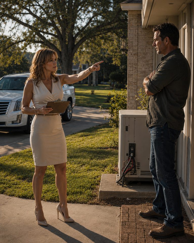 “Get that hideous piece of junk off your lawn before I cut your power tonight,” she said, standing in my driveway with her clipboard and perfect hair. I told her it was a backup generator for my diabetic daughter. She said my daughter wasn’t her problem. Two weeks later, she cut my power in a Texas July — and my 12-year-old’s insulin started warming in a dead fridge. What she didn’t know: I spent 6 years investigating utility fraud for the state. And when I started pulling records, I found a paper trail that would take down her entire operation.