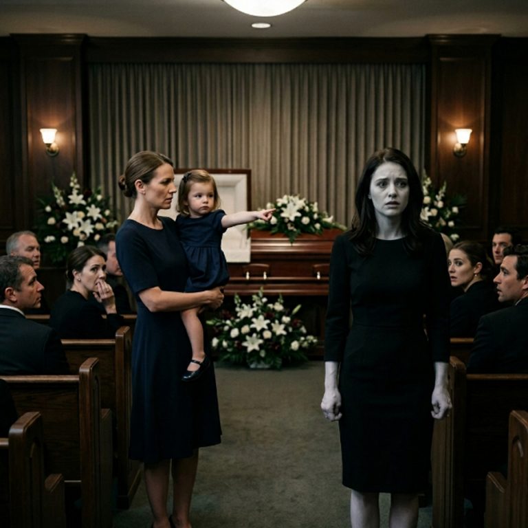 “Open the casket!” a three-year-old little girl in a navy dress screamed at a billionaire’s funeral. The room froze. The fiancée — who had been standing there crying, accepting everyone’s condolences — went completely pale. Her hands started shaking. The little girl’s mother, a housekeeper who had worked for the deceased for five years, tried to pull her daughter back. But the child wriggled free and pointed directly at the polished mahogany casket. “Mr. Daniel told me something was in there,” she said. The dead man’s mother stood up from the front row, walked to the casket, and asked the funeral director to open it. Everyone thought the little girl was confused. A three-year-old couldn’t possibly know anything important. But what they found inside that casket — tucked beside the deceased’s right hand, in an envelope addressed in his own handwriting — did not just end a funeral. It unraveled an entire lie. And the name written on the final page of the letter broke every single heart in that room.