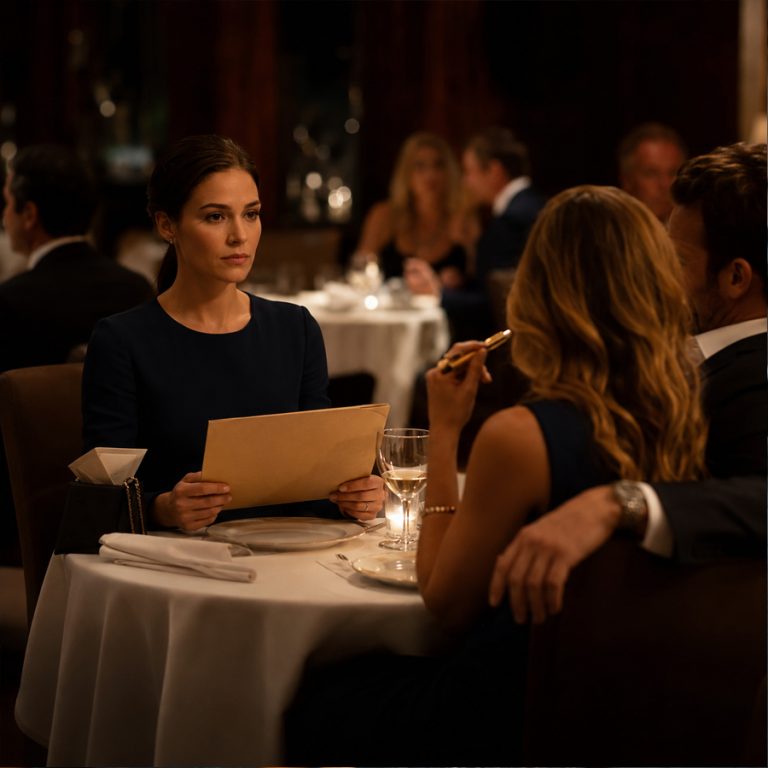 “Just sign here,” my husband of 11 years said, sliding the divorce papers across the white tablecloth in the most expensive restaurant in the city. His mistress sat beside him, twirling a $4,000 gold pen — paid for with our corporate card. He told me to leave with my clothes and nothing else. “This company is my empire,” he said. “You’re just the shadow who served my coffee.” I didn’t cry. I didn’t argue. I took the envelope, placed it in my purse, and then I placed another envelope on the table — one he never saw coming. The next morning, 12 lawyers were waiting in his boardroom. And the signature on the ownership documents? It was mine.