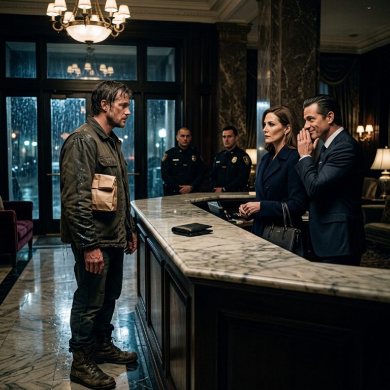 “You stole from the wrong woman.” The words cracked across the marble lobby just after midnight. A man in a wet canvas jacket stood surrounded by security guards, a black leather wallet on the front desk between them. Inside was $40,000 in cash. He could have kept it. No one would have known. Instead, he walked through the rain to return it. But the CFO was already whispering poison. And by morning, the man who returned everything would be accused of stealing it. Then a chief executive followed him home — and found something that made $40,000 feel like the smallest thing in that wallet.