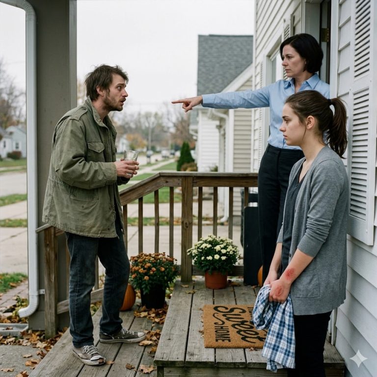 “She didn’t sell her stepdaughter. She gave her away for free to a homeless man who knocked on the door asking for food.” The woman on the porch said it like she was ordering lunch. The young maid stood frozen in the doorway. The homeless man shook his head — he had nowhere to sleep, nothing to offer. But the stepmother had already closed the door. Three minutes later, a backpack was packed. A quilt was shoved inside. And a 21-year-old who had been invisible for four years walked down the driveway with a stranger. What they built together in the months that followed made the woman who threw them away lose everything she had.