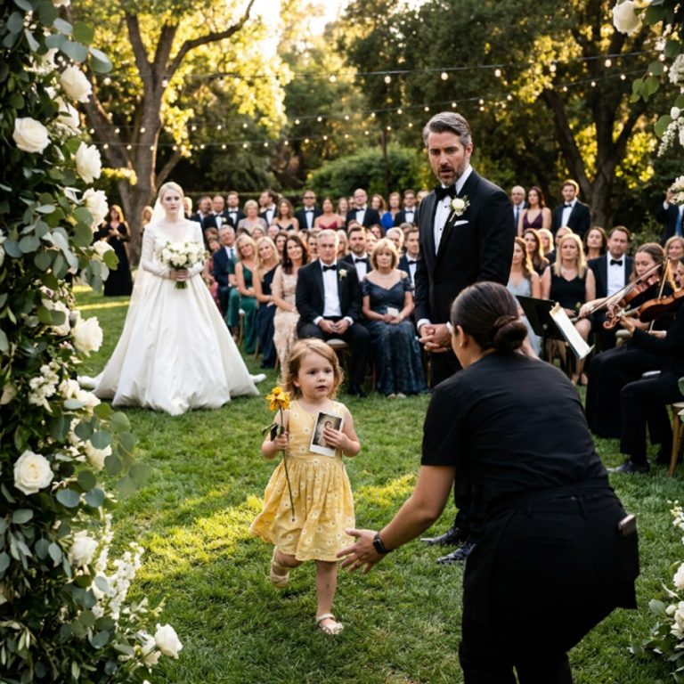 “You’re not invited,” the billionaire’s fiancée told the maid, looking straight into her eyes. Cold. Final. No apology. But she didn’t count on a three-year-old in a wrinkled yellow dress who didn’t understand the word “uninvited.” That little girl walked into the wedding anyway, holding a wilted flower she’d picked from someone’s garden. And in less than sixty seconds, she didn’t just interrupt the ceremony — she unraveled everything. The vows. The lies. The secrets powerful people had buried for twelve years. All because of one photograph in her pocket.
