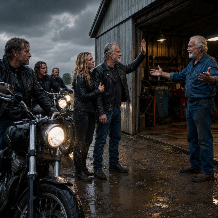 “Come on in, all of you.” Solomon Ingram had eight days left before eviction, three months behind on rent, and nothing in his bank account. But when 12 soaking wet bikers pulled into his lot during the worst storm East Texas had seen this year, he pushed his door wide open anyway. He fed them, fixed their bikes all night, and gave away parts from his own truck. Then one of them pressed a business card into his palm and said, “Don’t throw this away.” What happened three weeks later changed everything.