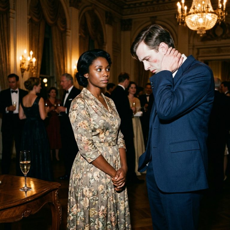 “The conversations died one by one as she stepped through the grand ballroom doors. Not because she was famous, not because she arrived with an entourage — but because she was wearing a dress that looked like it belonged in a thrift store at the most exclusive fashion gala in Los Angeles. Heads turned. Whispers rippled across the ballroom. A woman in a faded floral dress stood beneath glittering crystal chandeliers worth hundreds of thousands of dollars. She didn’t flinch. She smiled, smoothed the skirt of her vintage gown, and walked forward as if she belonged exactly where she was standing. Then a man in a tailored navy suit cut through the room with a grin that promised trouble — and said something that would haunt him for the rest of the night.”