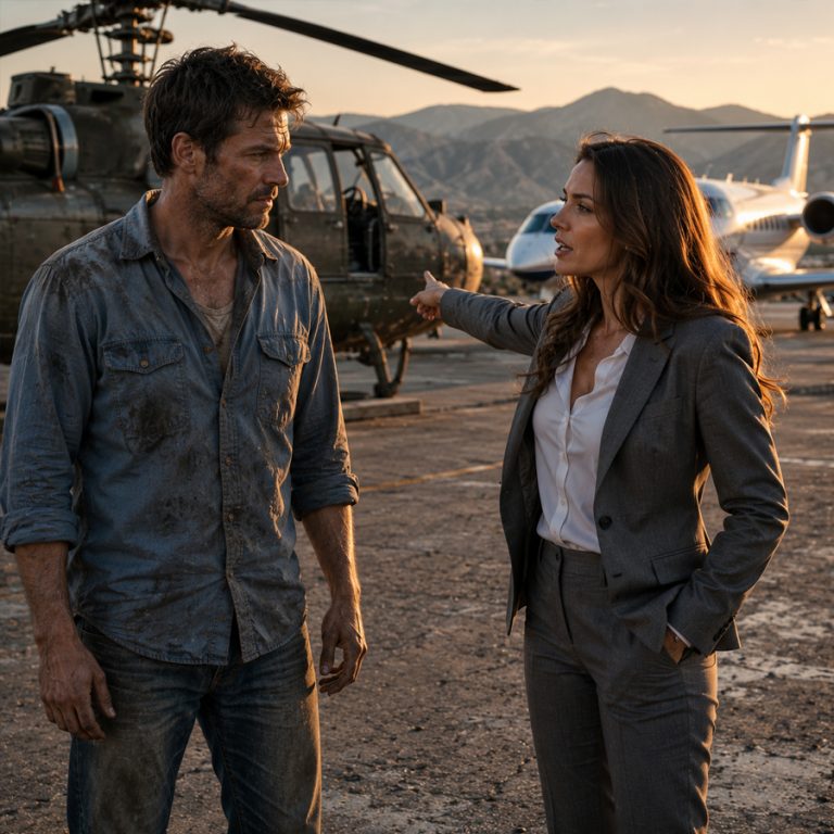 Victoria Langford stepped off a $60 million silver jet onto the dusty tarmac of a forgotten Montana airfield and laughed at the faded helicopter parked near the hangar. She had no idea the man in the stained work shirt was the only person standing between her and a catastrophe she didn’t yet know was coming. When he grounded her aircraft over a hydraulic leak she dismissed as nothing, she threatened him with lawsuits, with ruin, with the full weight of her father’s empire. Then he opened a leather folder and showed her his credentials — aerospace engineering license, FAA inspection authorizations, Department of Defense certifications — and she realized the man she’d mocked was the most dangerous person on her runway. And the worst part? He wasn’t even trying to be.