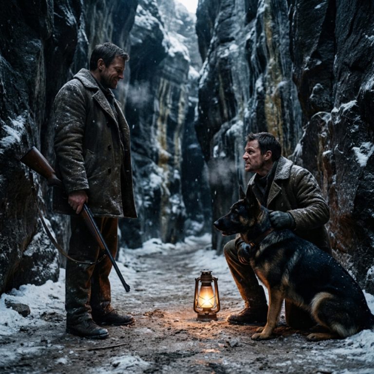 “Easy, soldier,” Ethan whispered to his dog as they stumbled on a silver bracelet in the frozen dirt of Devil’s Hollow. Four years had passed since two little girls vanished from Silver Ridge, and the town had given up hope. Then Diesel refused to move from a crack in the canyon wall, and Ethan found something that made the sheriff’s face go pale — and made a local hero come for them in the dark.