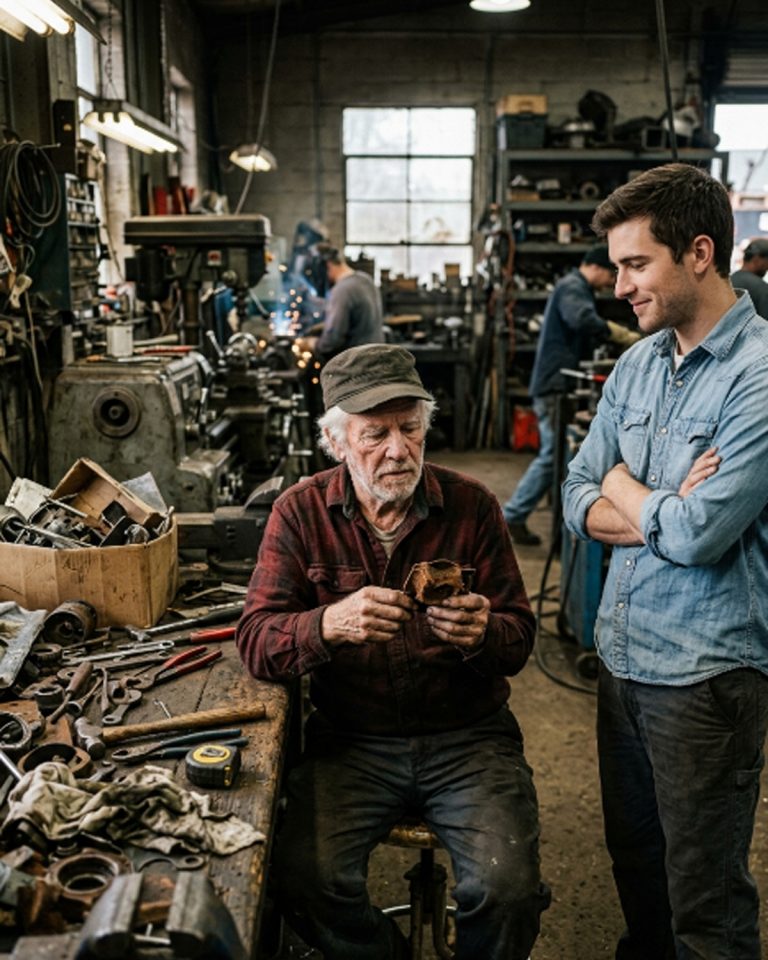 “That’s scrap metal, old-timer. 60 bucks for three pounds of rust.” The 34-year-old auctioneer said it loud enough for everyone to hear. Two people laughed. The 77-year-old man in the flat cap didn’t look up. He pressed a brass loop to something inside that corroded box and moved his thumb along a metal component the way a person reads Braille. Then he wrote two words in his catalog, placed $60 on the table, and walked out. Three weeks later, the front page of the Concord Monitor ran a story that would haunt the auctioneer forever.