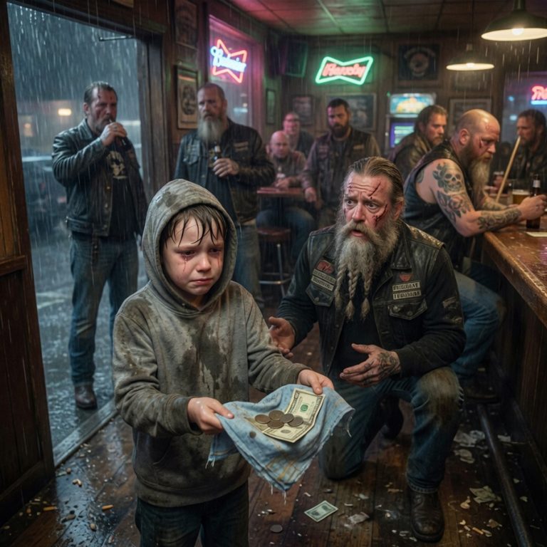 An 8‑year‑old boy escaped his abusive stepfather and walked miles in the rain to a biker bar. What the outlaws did next changed everyone.