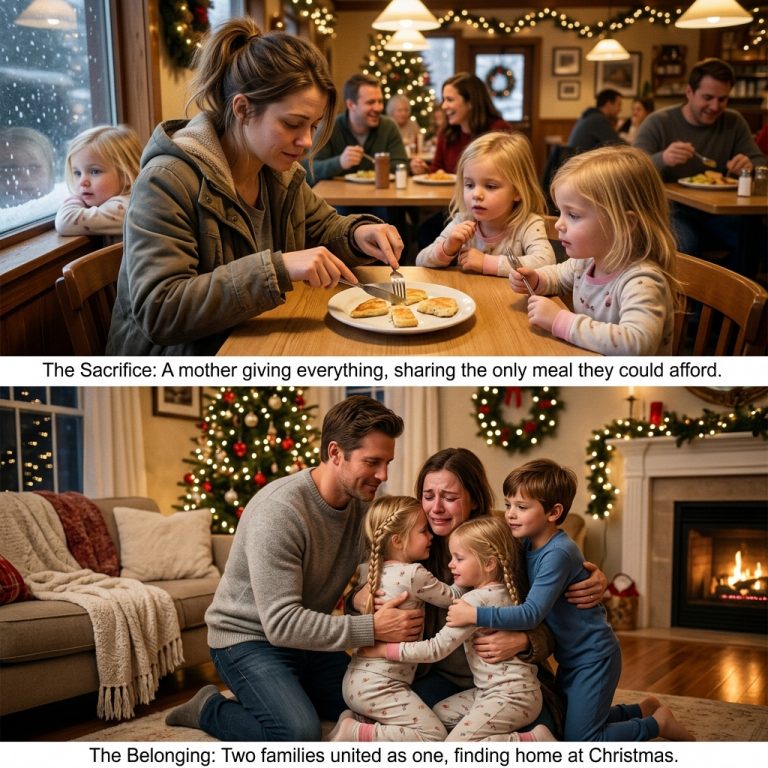 A Poor Mom Took Her Twins to Eat on Christmas Eve with $20—Then a Boy Asked His Dad to Help