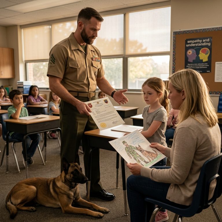 “He’s Just a Marine,” the Teacher Said—Then His Daughter’s Hero Walked Through the Door