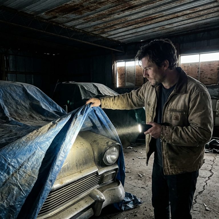 She Sold Him a Crumbling Garage for $1,000 and Laughed—Then He Found What Was Hidden Under the Tarps