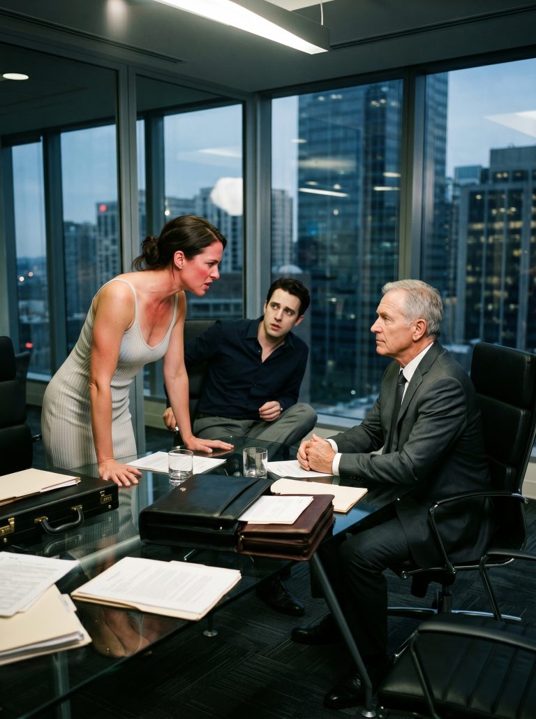 “Dad has become such a nuisance lately,” my son said through the glass door. I stood frozen, holding a $900,000 check I was about to give them. Then his wife laughed and said the old man was about to fall into their trap. I walked away, shredded every document, and began designing a demolition they never saw coming.