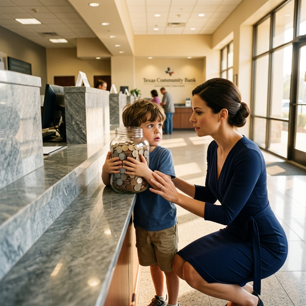 A 7-Year-Old Walked Into a Texas Bank with a Jar of Coins and a Secret That Would Save His Family