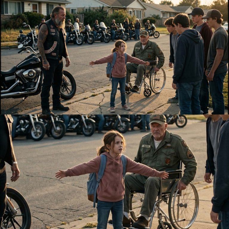 A 9-Year-Old Girl Stood Between Four Teenagers and a Marine in a Wheelchair—Then 237 Bikers Showed Up