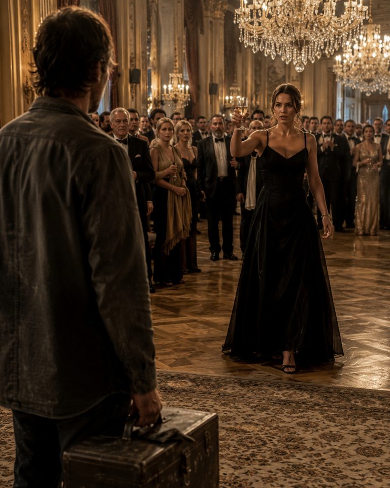 “At the most lavish gala the city had ever seen, every powerful man in the room was fighting for the attention of one woman — Scarlet Hayes, cold, untouchable, worth more than most of them combined. Then she stood up, lifted her glass, and publicly rejected every single one of them. The real shock came next. She walked straight past the billionaires, past the senators, past the diamond rings waiting in velvet boxes, and stopped in front of a quiet man in a worn gray jacket. ‘You,’ she said. ‘You’re the only one I choose.’ He had fixed her lighting rig three weeks earlier. He didn’t even want her money. And that terrified her more than anything.”