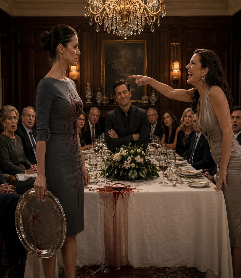 “Oops.” The red wine slipped from my sister-in-law’s manicured hand in a slow, deliberate arc — and splashed across my dress in front of 50 people at the family dinner. “Careful,” she said loud enough for everyone to hear. “You’re only the maid. We can’t have you looking too presentable.” My brother smirked. His wife laughed. They told me to kneel and clean it up. So I did. But while my hands blotted the stain, I remembered something Margaret had told me before she died: “When they think they’ve won, let the lawyer read page seven.” And tonight — they thought they’d won.