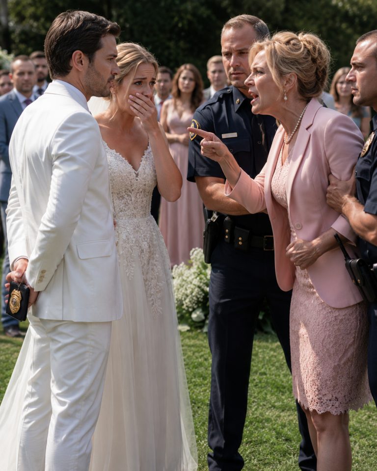 “People like you don’t get to play house here,” Brenda Caldwell hurled her wine across Aaron’s white suit. Then two patrol cars screeched up, officers slammed him face-first into his wedding cake, and a knee hit his spine. His bride shoved them off. But no one knew — not the neighbor, not the officers — that the man in cuffs was the most powerful officer in the city. Until his friend arrived late and said one word that changed everything.
