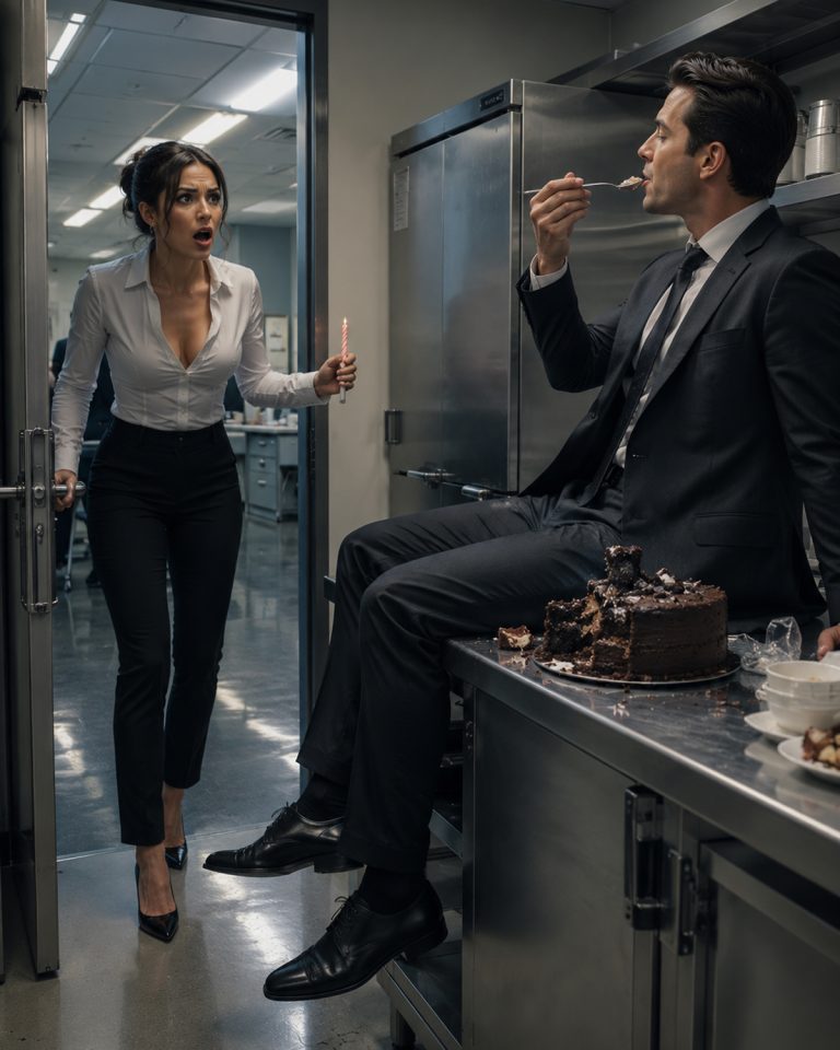 “Excuse me,” Emma whispered, watching the richest man in Idaho devour her birthday cake. He didn’t even look up. “Are you here to clean the kitchen?” he asked, still chewing. She was invisible — until she called him a cake thief, spilled coffee on his $4,000 suit, and stood up to his ex-fiancée. Then he did something no one expected: he walked out of a press conference, bought another Walmart cake, and knelt on her apartment floor.