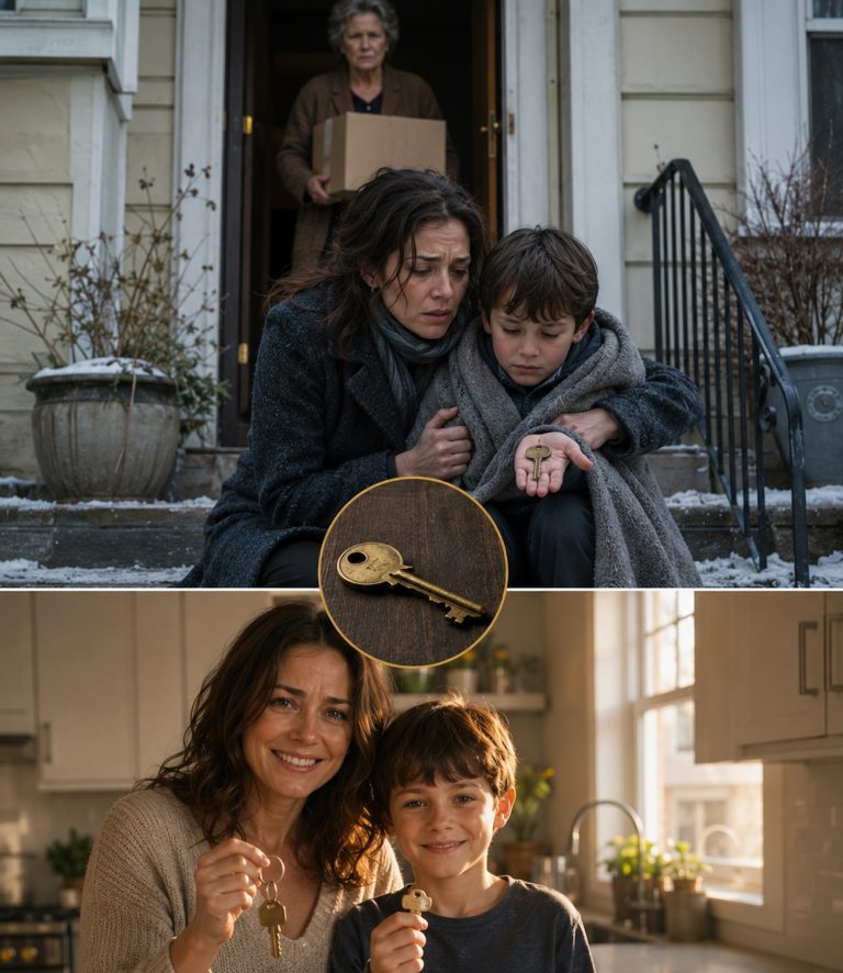 “He’s fine,” my father said when I found my 10-year-old son shivering on the porch after four hours in the cold. His key didn’t work. The locks had been changed. My parents had packed our bags and decided my brother needed the rooms more. I said “I understand” — and they thought I’d given up. Three days later, my father opened a certified letter and learned the house hadn’t been his for six years.