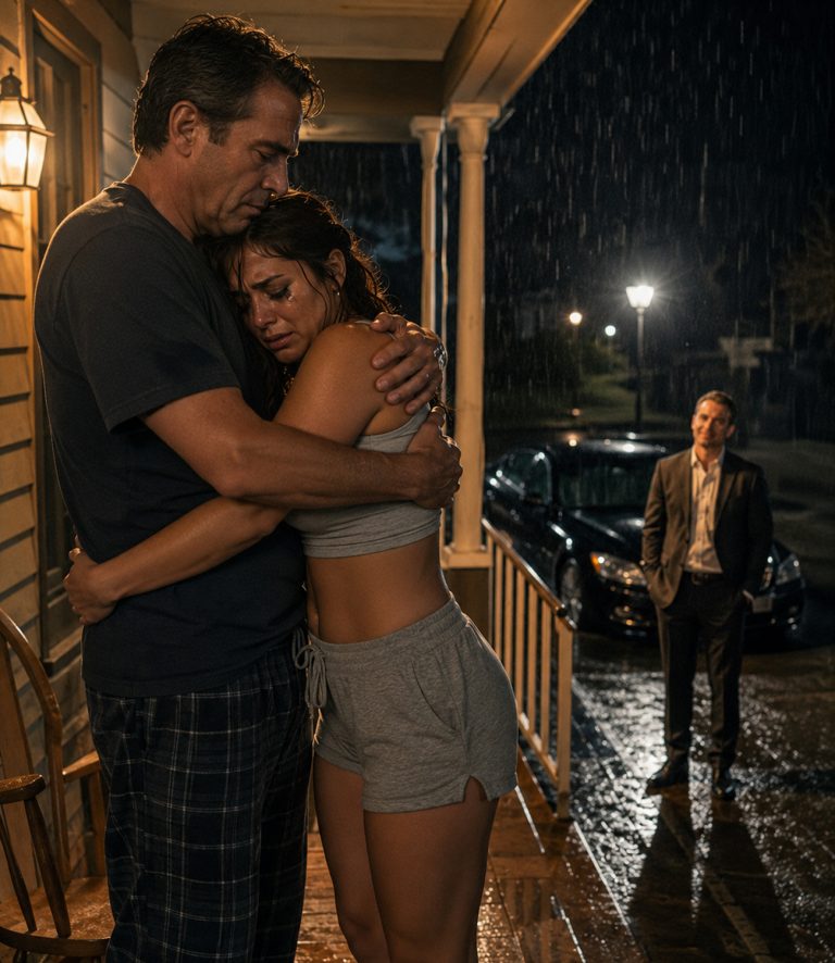 “Dad,” my daughter whispered through the phone at 10:47 on a rainy Thursday night. “I left him. He’s outside the bathroom door.” I heard the pounding behind her voice. I grabbed my truck keys and drove 27 minutes through the rain. When I arrived, he smiled at me like we were old friends. I didn’t smile back. I didn’t yell. I just took my daughter home. Then he sent a text: “You just signed your family’s death warrant.” He didn’t know I was a US Marshal for 31 years. He didn’t know my neighbor was a retired 911 dispatcher. And he definitely didn’t know my porch cameras were already recording.