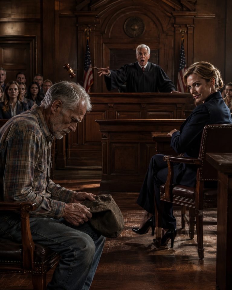 “When I walked into the courtroom, my daughter smirked and my son-in-law shook his head with open contempt. I was wearing my simple country clothes, worn-out boots, and holding an old hat. I looked like a confused old farmer who didn’t understand where he was. Then the judge looked up. His eyes met mine. I watched the color drain from his face as his hand trembled on the wooden gavel. ‘My God,’ he whispered. ‘Is it really him?'”