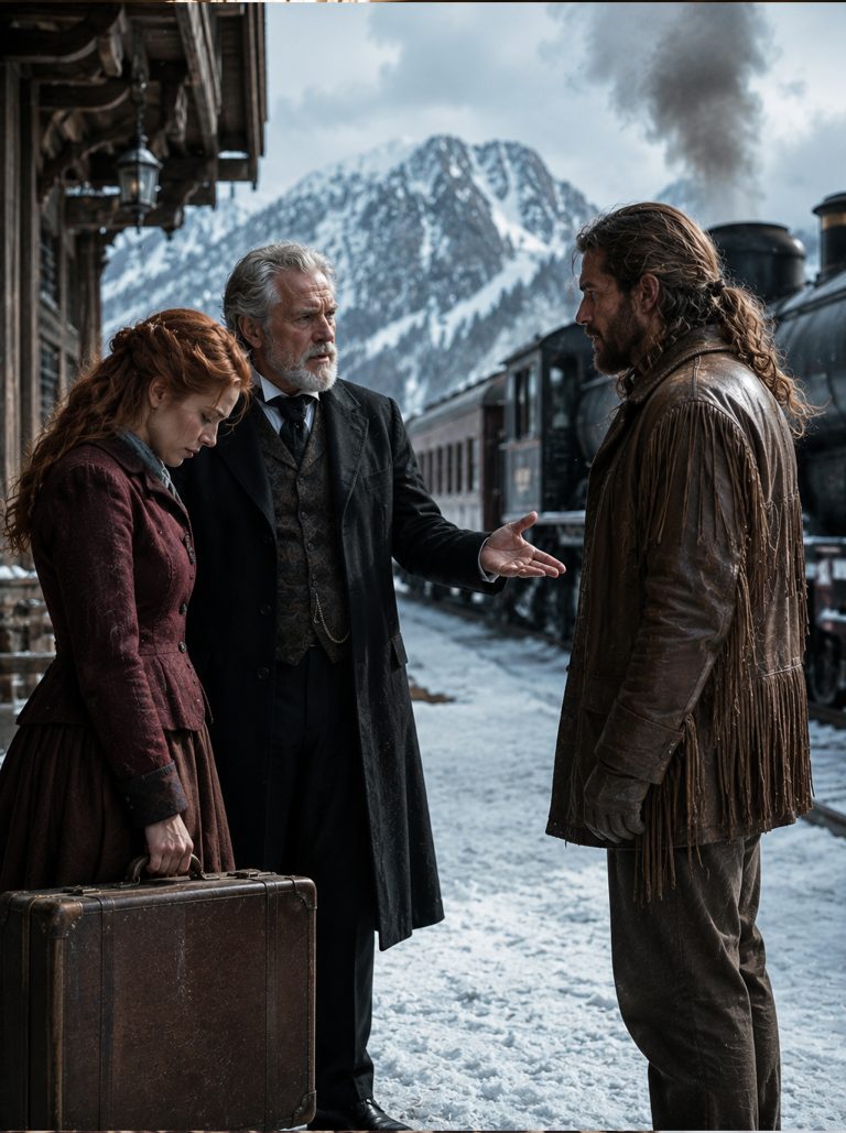 “Just sign here,” the lawyer slid the contract across the table while her father watched from his leather chair, his eyes cold as winter steel. Penelope Harrington thought she was being sent to marry a brutal mountain man as punishment for embarrassing him at the governor’s gala. But when she accidentally discovered the hidden addendum buried in the fine print, she realized the truth was far worse — her own father had paid a stranger to let her die in the wilderness so he could claim the silver beneath her frozen body. What happened next made Denver high society tremble and changed the West forever.