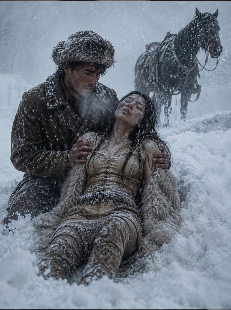 “The snowstorm was so fierce that even seasoned mountain men had turned back,” Ethan Walker recalled, his horse struggling through drifts that reached his saddle. He was about to give up hope when he spotted something fluttering beneath a snow-covered branch — a piece of blue cloth that didn’t belong there. Following the barely visible trail deeper into the valley, he discovered two women buried beneath the frozen drifts, their bodies wrapped around each other in a desperate embrace. He thought he had simply saved strangers from certain death. But when the younger woman opened her eyes and whispered the words, “You came,” Ethan realized this rescue was only the beginning of something far more dangerous.