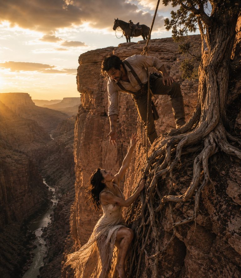 “I heard you,” he said. “And I couldn’t unhear it.” Nathan Cole had not held another human being in three years. He was three miles from his cabin when the scream tore through the summer canyon — raw, desperate, the sound of a woman who knew she was about to die. He grabbed rope, tied it around his waist, and went over the edge without looking down. He pulled her from a juniper root that was seconds from breaking. She was a stranger from Kansas City, headed to a teaching job that had already vanished. He was a ghost who’d been hiding on a mountain since his brother died. Neither of them knew that saving her would mean saving himself — or that the land they were about to fall for held a secret that had been buried for twenty years.