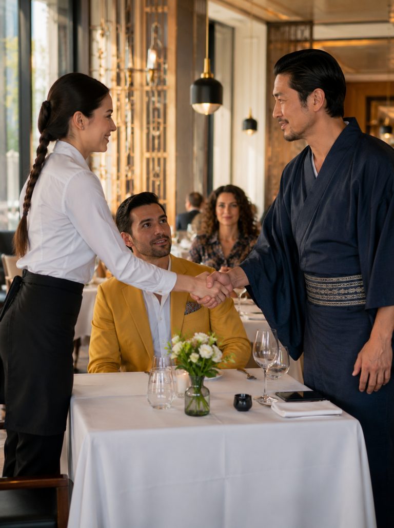 “The morning sunlight poured through the five-star restaurant as a billionaire named Charles Donovan sat across from an elderly Japanese investor. His translator had cancelled an hour before. Now months of planning were slipping through his fingers—until a young waitress named Emily noticed his trembling hands. She’d been sleeping in her car a year ago, clutching her late father’s Japanese-English dictionary. Without a second thought, she approached the table and softly greeted the investor in Japanese. For three hours, she translated not just words but meaning, emotion, and intent. By the end of that meeting, the billionaire offered her a check that could have changed her life. But she handed it back and said the only thing that mattered: ‘You already gave me what I needed—belief.’ What happened the next morning would transform her life forever.”