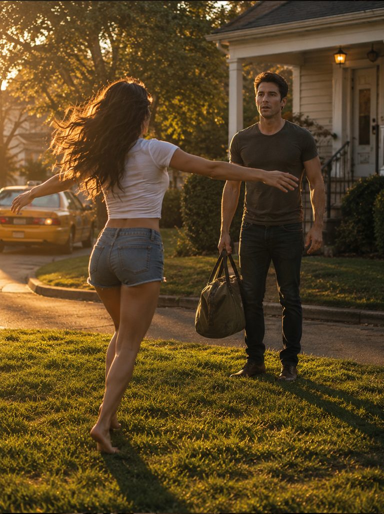 “The first thing I saw when the cab turned onto Harbor Lane was my house with the porch light on. The second thing I saw was my neighbor dropping a laundry basket in the middle of her yard and running toward me barefoot like the grass was on fire. I had been back on American soil for 4 hours after 6 months at sea. I had imagined a lot of things. I had not imagined Lena Brooks sprinting across our patchy shared lawn in cut-off jeans, no shoes, yelling my name with so much feeling that my driver actually slowed down and said, ‘Buddy, I think somebody missed you.'”