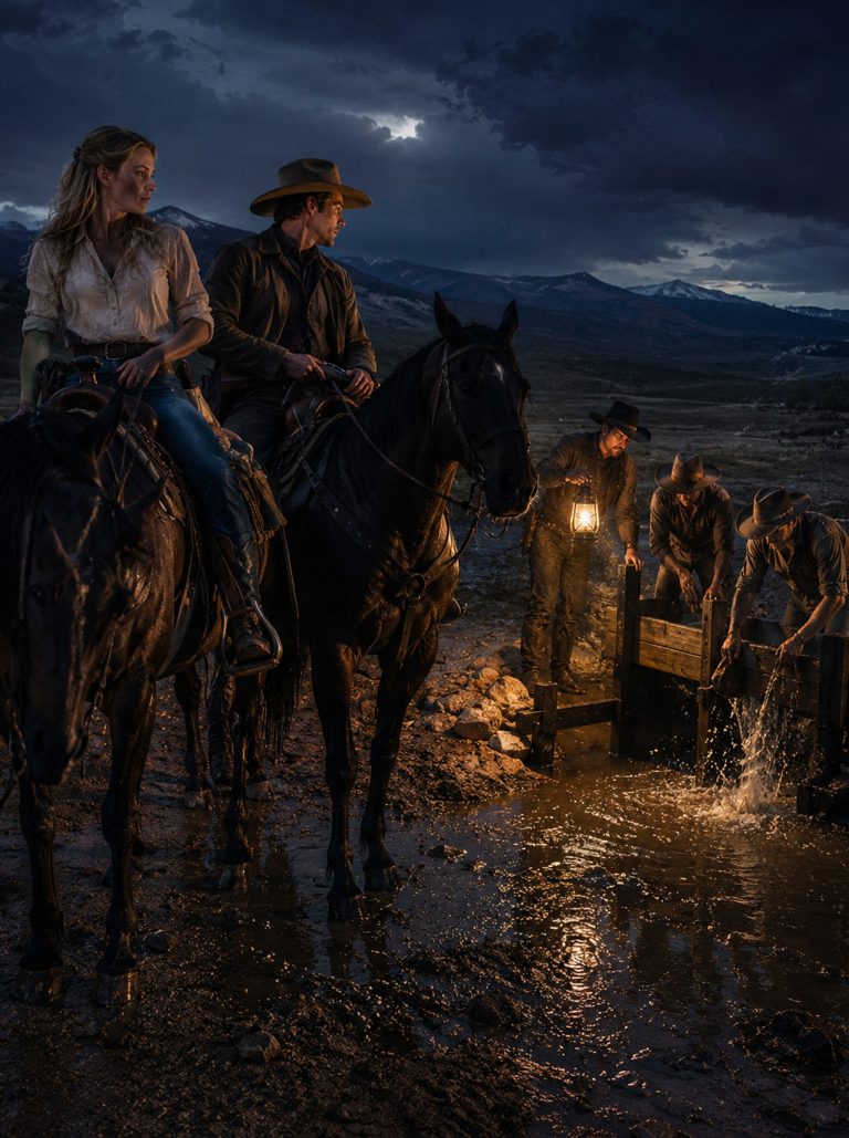 “Then stay,” she said, her voice carrying across the Montana porch as the last gold light faded behind the Bridger Range. “Take care of the ranch,” she paused, “and me.” He’d only come for a season’s work — a drifter with no references and a past he wouldn’t discuss. But when a powerful neighbor started building a diversion dam on her creek under cover of darkness, that quiet stranger rode into the fight beside her. And the truth he’d been carrying would change everything.