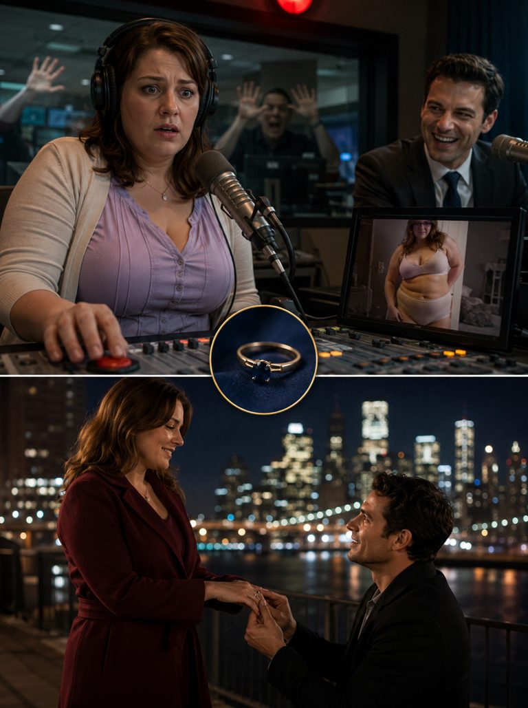 “Curvy radio host was mocked live on air for her body. Then the most dangerous man in the city called in and said, ‘That voice saved my brother’s life.’ The insult went out at 11:43 PM. For three seconds, nobody in the studio breathed. Elena Hart had spent seven years hiding her face behind a microphone — until a morning TV guest stole her photo and turned her body into a punchline. But when Roman Calder called in, the entire city heard the recording of the night she talked a dying man through a wound, and everything changed.”