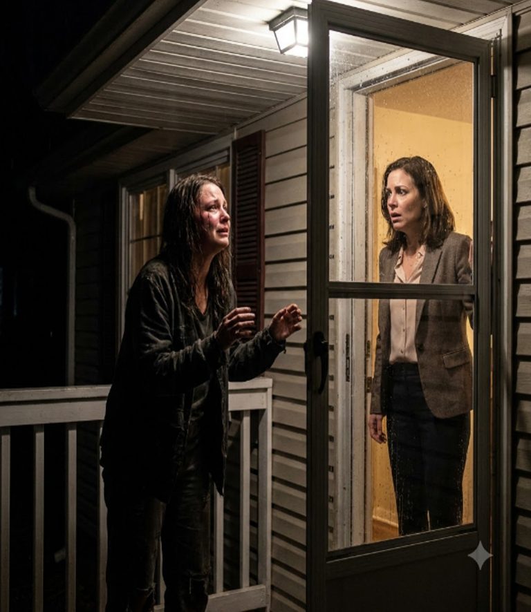 My identical twin sister showed up at my door at midnight with a swollen face and trembling hands. She hadn’t spoken to me in years—or so I thought. “Please don’t tell Marcus I’m here,” she whispered. Marcus was her husband. That night, she admitted he’d been hurting her for years while secretly using her phone to send me cold, cruel messages that made me believe she wanted me gone. Then we swapped places. I wore her coat. He broke through my front door, grabbed my arm, and said, “After everything I’ve provided, you think you can walk away?” I looked at him and said, “I’m not Null.” And his whole world collapsed.