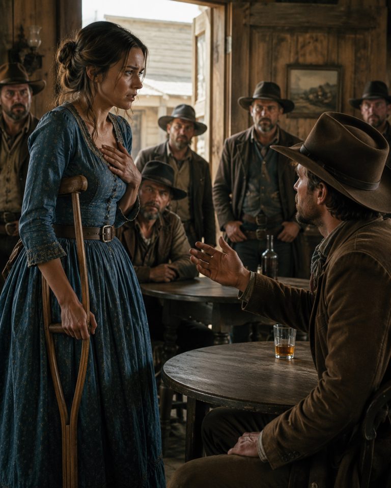 “It’s a mercy to say so plainly before feelings get further involved,” Mrs. Hargrove declared, explaining why a disabled woman shouldn’t attend the Founders Day dance. Charlotte Pierce had been a hero once — shoving a child from a runaway wagon cost her a leg. Three years later, the town couldn’t even look at her. Then a cowboy named Jesse Calhoun pulled out a chair in a saloon where nobody else would. He didn’t know her story. He just saw a woman standing in a doorway. And when the town’s cruelest gossip tried to stop them from dancing, what happened next left everyone watching speechless.