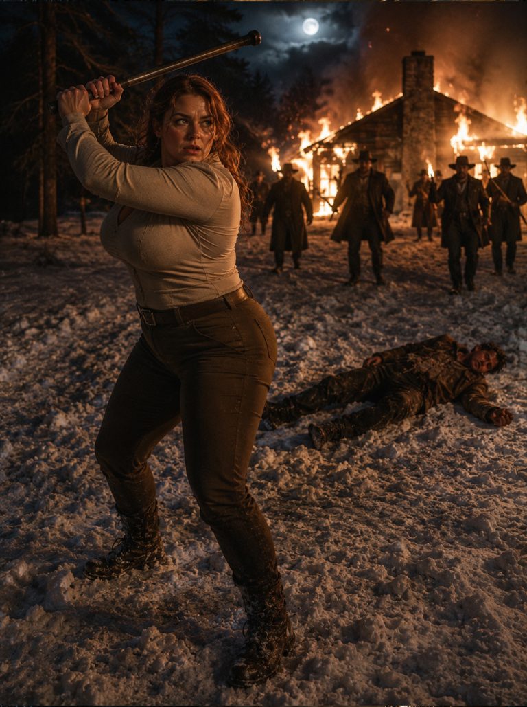 “Big Abby” they called her, laughing as they stole her father’s land and left her freezing in the mud. Then a towering shadow stepped out of the blizzard holding a Winchester. Gideon Cole was a man who had been left for dead by the same ruthless baron — and he had spent 10 years in the mountains, waiting for revenge. He offered her a partnership, a fortified cabin, and a chance to fight back. But when Caldwell’s hired guns surrounded them in the snow, Abigail Prescott did something no one expected. The woman they’d mocked as “too heavy to fight” lifted an iron poker and struck down a killer with one swing. This is the true story of the frontier’s most unlikely warrior.