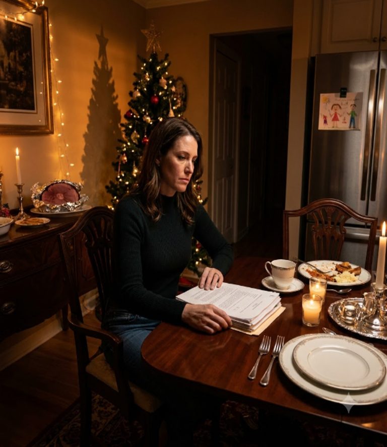 “On Christmas Eve, my husband told me he was taking our 12-year-old son to spend the night with the woman he once planned to marry—and that I shouldn’t wait up.” He said it while fastening his watch, as casually as if he were reminding me to take out the trash. Behind him, our house glowed with the work I’d spent two days doing. Three place settings waited on the dining table, including the good china his mother gave us. Our son came down the stairs carrying an overnight bag I hadn’t known he packed. Then I saw the Instagram post: Vanessa in a red silk dress, Andrew beside her, Noah holding a sparkler. Gold letters said “My Christmas Family.” Andrew had liked the comment beneath it: “Some people always find their way back to where they belong.” That was when I stopped waiting for them to choose me—and started choosing myself.