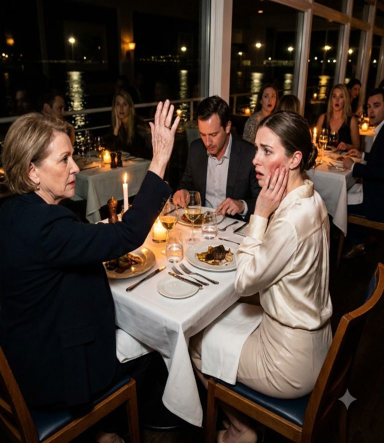 “My mother-in-law slapped me at my fifth wedding anniversary dinner for serving myself first. ‘You’ve forgotten your place in this family,’ she sneered as my husband stared quietly at his plate. I slowly set my fork down, delivered a crisp slap back across her face, and stood up. That single strike marked the exact moment I dismantled their multi-million dollar empire. What they didn’t know was that I was the sole trustee of a $400 million trust—and I owned the mortgage on her mansion, the lease on their business, and the proof of their fraud.”