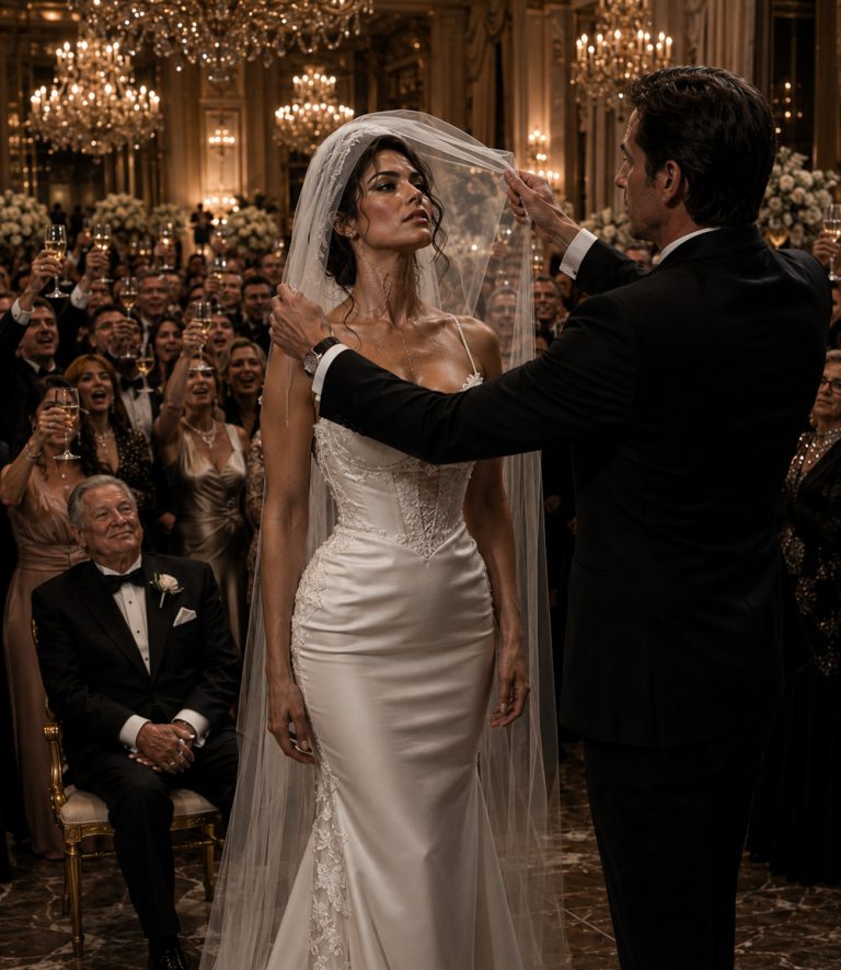 “They laughed when the mafia boss lifted my veil. 500 strangers in silk and pearls whispered that Damen Cross must have been paid a fortune to stand beside a face like mine. Three hours later, federal agents dragged my father out of his own mansion in handcuffs because of what my husband found beneath my wedding dress. Nobody in that ballroom saw it coming. I am not sure I did either. My name is Norah Whitfield. I was not a victim waiting to be rescued. I solved half of this myself—with the same knowledge that made every doctor in Chicago underestimate me.”
