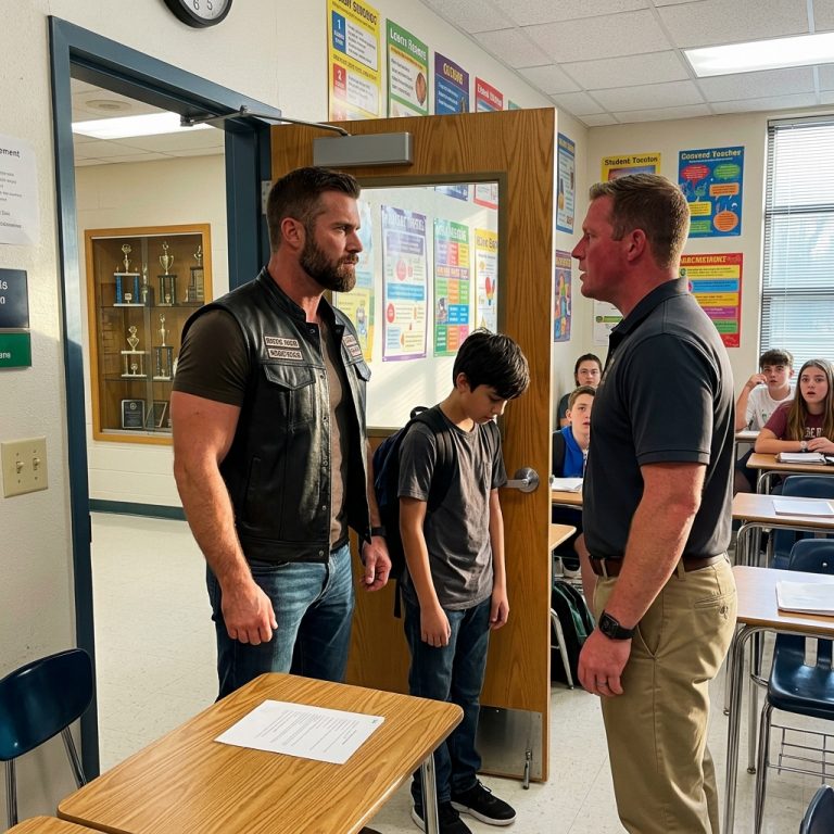 A Biker Walked Into His Son’s Classroom and What He Saw Made Him Call Every Brother He Knew
