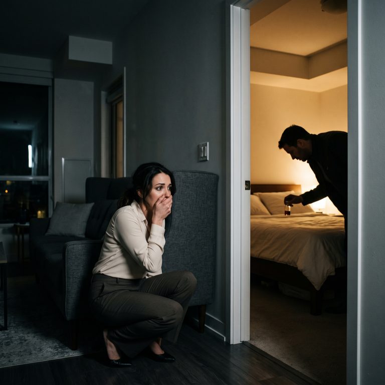 “The key turned in the lock as quietly as if the person on the other side was afraid of waking anyone up.” Elizabeth Bowman opened her eyes and didn’t immediately understand where she was. Her husband was supposed to be on a business trip. But now someone was in her condo, moving through the dark with a key that shouldn’t exist. She hid behind the couch and watched Alex walk past her—right into their bedroom. He took a small glass vial from his pocket, leaned over her pillow, and let three drops fall onto the fabric. Then he adjusted the pillow like an attentive husband, wrapped the vial in a tissue, and left. What she discovered next made her realize her marriage wasn’t just broken—it was a death sentence.