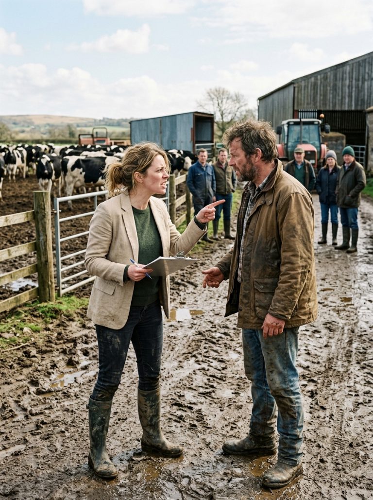 “Your property reeks. It smells like death and it makes me sick.” Brenda Stackhouse stood at my gate in her linen blazer and designer sunglasses, heels sinking into the dirt like the ground was personally offending her. She’d already sent fines totaling $485,000 a month for the crime of running a cattle ranch next to her subdivision. She had no idea the man she was talking to like dirt was the Montana State Agricultural Commissioner—the one person who could end her whole campaign with a single phone call. He didn’t make that call. Not yet. What he did instead was so much worse for her.