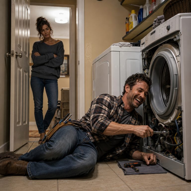 “I fix your pipes, your shelves, your washer,” I laughed, tightening the last screw on her bedroom door. “Might as well marry me. Save us both the trouble.” I was still laughing when I turned around — but she wasn’t laughing back. She looked at me for one second, two seconds, longer than a second or two has any right to feel. Then she took my hand and led me through the doorway I’d just repaired. And I realized I had never actually been joking.