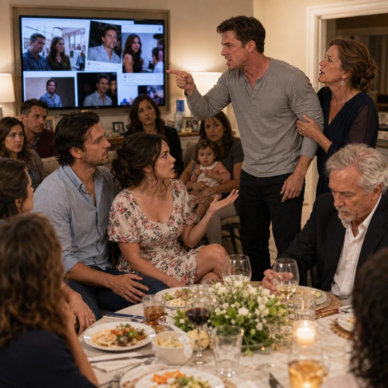 “My husband is my brother’s ex-wife’s ex-boyfriend,” I told my mother at dinner. She called me selfish while I was holding a laundry basket full of towels that weren’t even mine — which pretty much explained my entire childhood. My brother didn’t speak to me for months. Then at my engagement dinner, he stood up and gave a presentation to the entire family: screenshots, cropped messages, old posts — all arranged to prove my fiancé was using me to get back at him. My mother grabbed my wrist and whispered, “Let him finish. He’s been holding this in.” So I took the remote, shut off the television, and told my brother he wouldn’t be at the wedding. Then my mother shoved my husband against a wall — and I realized I had been documenting the wrong family my whole life.