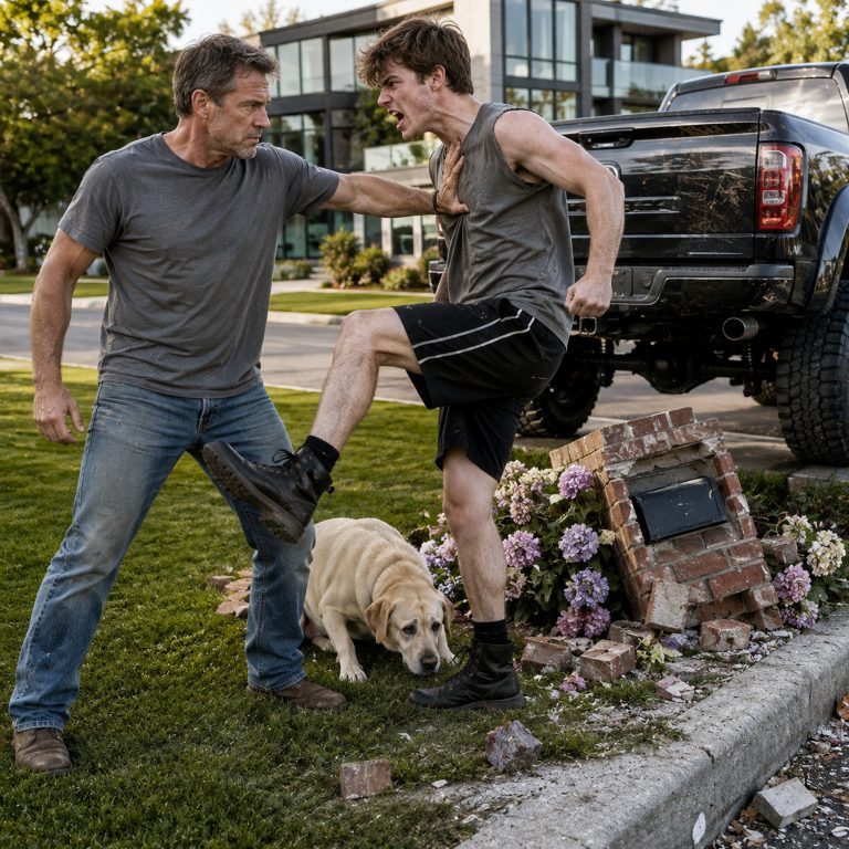“You’re dead, old man,” the 19-year-old snarled, assuming his strip-mall fighting stance after I shoved him off my dog. His father stood there, smirking, ready to write me a check for the broken mailbox. Then the kid challenged me to a backyard spar—three rounds, MMA rules, black belt against an old man with bad knees. I showed up in sweatpants. I didn’t put on gloves. And in less than sixty seconds, I reminded him that violence isn’t a sport—it’s a switch that some of us learned to flip in places he couldn’t even imagine.