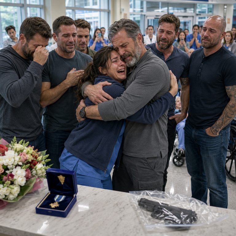 “Who are you?” Dr. Cole asked quietly after I’d just disarmed an active shooter in four seconds flat. Before I could answer, three black SUVs screeched into the parking lot and six men in civilian clothes moved through the lobby like they owned it. The one in front locked eyes with me and said a single word I hadn’t heard in six years—”Ghost”—and I knew my carefully buried past had just caught up with me in the worst possible way.
