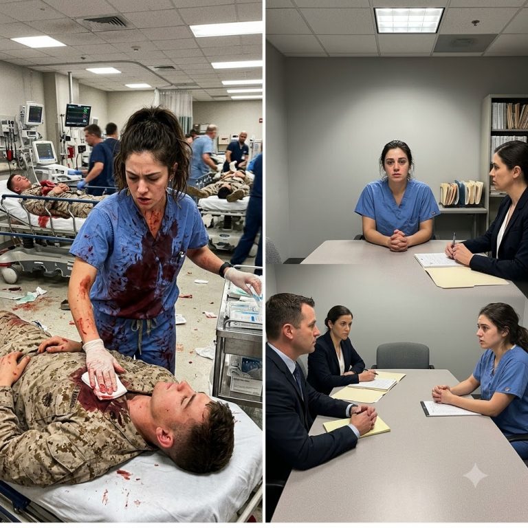 The hallway lights flickered as seven wounded Marines were wheeled through the doors of St. Augustine Memorial Hospital in San Diego, California. Their uniforms 0:099 giâysoaked in blood, their bodies broken from an explosion at a nearby training facility. 0:1515 giâyIn the chaos, one 24year-old rookie nurse stood frozen for exactly 1 second, and then she moved like she had been born for this exact moment. 0:2525 giâyHer name was Grace Whitfield, and in the next 60 minutes, she would save all seven lives. 0:3131 giâyBut 3 days later, two black SUVs would pull into the hospital parking lot, and federal agents would walk through those 0:3939 giâysame doors asking about a past Grace had spent her whole life trying to bury. If you believe in second chances, if you 0:4646 giâybelieve that a person’s worst moment should never define their entire life, hit that like button right now. Drop a comment below telling me where you’re 0:5454 giâywatching from. Share this video with someone who needs a little hope today and subscribe to the channel because stories like this one are just getting started. 1:041 phút, 4 giâyGrace had been a nurse for exactly 4 months. 1:071 phút, 7 giâyShe was still the one who got asked to doublech checkck her charts, still the one senior nurses watched a little too closely, still the one who ate lunch 1:151 phút, 15 giâyalone in the breakroom because she hadn’t quite found her place yet. 1:201 phút, 20 giâyShe had transferred to San Diego from a small town in Ohio, chasing a fresh start in a city where nobody knew her name or her history. 1:291 phút, 29 giâyShe rented a one-bedroom apartment 3 mi from the hospital, drove a car with over 180,000 m on it, and kept a photograph 1:381 phút, 38 giâyin her locker of a woman who was no longer alive. Her mother, Ruth Whitfield, who had died when Grace was 17 years old, back when everything in Grace’s life had fallen apart at once. 1:501 phút, 50 giâyThat Tuesday evening started like any other shift. 1:541 phút, 54 giâyGrace was restocking supply carts when the emergency intercom bled a code that made every nurse on the floor stop breathing for half a second. 2:032 phút, 3 giâyMass casualty incident. Multiple trauma patients incoming. 2:092 phút, 9 giâyAll available staff to the ER immediately. 2:122 phút, 12 giâyGrace ran. She didn’t think about her training. She didn’t think about her four months of experience. She simply 2:202 phút, 20 giâyran toward the doors as ambulances screamed into the bay one after another, unloading young men in uniform. Men who 2:272 phút, 27 giâyshould have been celebrating their 20s, now bleeding onto gurnies with shrapnel wounds and collapsed lungs and burns across their arms. 2:352 phút, 35 giâyThe senior charge nurse, a steady woman named Deborah Hastings, who had seen 20 years of trauma shifts, took one look at the number of patients coming in and 2:442 phút, 44 giâymade a decision that would change everything. 2:472 phút, 47 giâyShe grabbed Grace by the shoulder and told her there was no time to wait for more staff. Grace would take the third bay herself. 2:552 phút, 55 giâyA young Marine named Private Thomas Callahan was carried in with a chest wound that was filling with blood, his breathing shallow, his lips already 3:033 phút, 3 giâyturning a pale shade of blue. Grace’s hands did not shake. 3:093 phút, 9 giâyShe had run this exact scenario in her head a 100 times during nursing school, had practiced needle decompressions on mannequins until her instructors told 3:183 phút, 18 giâyher to move on to the next skill. And now, with a real human life in front of her, muscle memory took over where fear 3:253 phút, 25 giâyshould have been. She inserted the needle into his chest, exactly where she had been taught, relieving the pressure 3:323 phút, 32 giâycrushing his lung, and watched his blue lips slowly return to pink as his breathing steaded. 3:383 phút, 38 giâyShe did not stop there. Over the next hour, Grace moved between three different bays, applying pressure to a 3:453 phút, 45 giâywound that would not stop bleeding, calling out vital signs to the trauma surgeon in a voice that never once cracked, catching a complication in a 3:533 phút, 53 giâysecond Marine’s blood pressure that the monitors hadn’t flagged yet, and physically holding a young man’s hand while he cried and told her he didn’t 4:014 phút, 1 giâywant to die 3,000 mi from his mother in Georgia. 4:054 phút, 5 giâyBy the time the last of the seven Marines was stabilized and wheeled into surgery, Grace’s scrubs were soaked through with blood from her collar to 4:134 phút, 13 giâyher knees. Her hands trembled uncontrollably from the adrenaline finally leaving her body, and the entire emergency room had gone quiet in a way 4:214 phút, 21 giâythat only happens after something extraordinary occurs. 4:254 phút, 25 giâyDr. Marcus Reynolds, the trauma surgeon who had barked orders at her all night, walked over and simply looked at her for a long moment before telling her that in 4:344 phút, 34 giây15 years of trauma medicine, he had never seen a firstear nurse handle a mass casualty event with that kind of composure. 4:424 phút, 42 giâyHe told her she had saved lives that night that most seasoned nurses would have lost. Grace didn’t feel like a hero. 4:514 phút, 51 giâyShe felt like she had simply done what needed to be done. the same instinct that had once made her hold her dying mother’s hand in a hospital very much 4:594 phút, 59 giâylike this one seven years earlier and promise her she would spend her life helping people instead of running from what had happened to their family. Word 5:085 phút, 8 giâyof what Grace had done spread through the hospital within a day, then through local news by the second day with reporters calling her a guardian angel 5:165 phút, 16 giâyin scrubs and running her photograph beside headlines about heroism in the face of tragedy. 5:225 phút, 22 giâyGrace hated every second of the attention. 5:265 phút, 26 giâyShe declined interviews. She asked her supervisor to keep her name out of press releases. And she went back to her small apartment each night feeling like the 5:355 phút, 35 giâywalls were closing in around her because fame was the last thing a person with a hidden past could afford. 5:415 phút, 41 giâyOn the third day after the incident, as Grace was finishing a routine shift, two black SUVs pulled into the hospital’s 5:495 phút, 49 giâyfront lot and four federal agents walked through the sliding doors asking specifically for nurse Grace Whitfield. 5:565 phút, 56 giâyWord moved through the hospital like electricity through wire. Nurses whispered in the hallways. 6:026 phút, 2 giâyDoctors exchanged confused glances. And Deborah Hastings, the same charge nurse who had trusted Grace with a Marine’s 6:106 phút, 10 giâylife just days earlier, was the one who came to find her and gently told her that the FBI was waiting in the conference room and wanted to speak with her privately. 6:196 phút, 19 giâyGrace felt the blood drain from her face because she knew in that instant exactly what this was about, a chapter of her 6:276 phút, 27 giâylife she had never told a single person in California, a secret she had carried alone since she was 17 years old. 6:356 phút, 35 giây7 years earlier, in a small town outside Columbus, Ohio, Grace’s father, a man named Walter Whitfield, had been 6:436 phút, 43 giâyconvicted of running a fraud scheme that stole retirement savings from dozens of elderly residents, including some of his own neighbors. 6:526 phút, 52 giâyGrace, only 17 at the time and completely unaware of what her father had been doing behind closed doors, had unknowingly signed a single document at 7:007 phúthis request, paperwork she believed related to a family business account. 7:067 phút, 6 giâyThat signature had placed her name into federal financial records tied to her father’s crimes, even though investigators at the time had cleared 7:147 phút, 14 giâyher of any wrongdoing after a lengthy review. 7:177 phút, 17 giâyThe case had been closed for years, but records like that never fully disappear. 7:227 phút, 22 giâyAnd now, with Grace’s name suddenly appearing in national news coverage, the FBI’s routine background flagging system 7:297 phút, 29 giâyhad triggered a fresh review to confirm once and for all whether the celebrated young nurse being praised across the country had any remaining ties to a decade old fraud investigation. 7:407 phút, 40 giâyGrace sat across from Special Agent Patricia Monroe and Special Agent James Whitaker in that small conference room, her hand still faintly stained pink 7:497 phút, 49 giâyaround the fingernails from days of scrubbing away blood that seemed to have soaked into her skin. 7:557 phút, 55 giâyShe answered every question honestly, her voice trembling but steady, explaining the truth she had buried for 7 years, that she had been a scared 8:038 phút, 3 giâyteenage girl who trusted her father completely. that she had cooperated fully with investigators back then. That she had spent every year since trying to 8:128 phút, 12 giâybuild a life defined by giving rather than taking, entering nursing school specifically because she wanted to spend her life healing people the way no one 8:208 phút, 20 giâyhad been able to heal her family. Agent Monroe listened without interrupting, occasionally glancing at a thin file 8:278 phút, 27 giâyfolder in front of her. And when Grace finished speaking, the room fell into a silence so heavy that Grace was certain her career, her reputation, everything 8:368 phút, 36 giâyshe had rebuilt from nothing was about to collapse in front of her. Then Agent Monroe closed the folder and told Grace something she never expected to hear. 8:478 phút, 47 giâyThe investigation had already confirmed years earlier that Grace herself had committed no crime, and this visit was 8:548 phút, 54 giâysimply a formality required whenever a person connected to a past federal case suddenly appeared in national headlines. 9:029 phút, 2 giâyBut then, Agent Monroe added something more personal, telling Grace that she had spent the last two days reading witness statements from that Marine 9:109 phút, 10 giâytraining facility explosion. statements from young men who said a nurse named Grace had held their hands and refused to let them give up and that whatever 9:189 phút, 18 giâymistakes existed in Grace’s family’s past, they clearly did not define the woman sitting in front of her now. Agent 9:259 phút, 25 giâyWhitaker, who had been quiet the entire meeting, added that his own younger brother had served in the Marines, and that he wanted to personally thank her 9:339 phút, 33 giâyfor what she had done, not as an agent, but as a brother whose family knew exactly what it felt like to wait by a phone for news about someone they loved in uniform. 9:449 phút, 44 giâyGrace walked out of that conference room and did not make it past the nurse’s station before the tears she had been holding back for 3 days finally broke free. 9:539 phút, 53 giâyDeborah Hastings was there waiting and without a single word she wrapped her arms around Grace and held her the way someone holds a person who has been 10:0110 phút, 1 giâycarrying something heavy alone for far too long. 10:0510 phút, 5 giâyWithin the hour, the hospital administrator arrived, and instead of the disciplinary conversation Grace feared, she was told that the hospital 10:1310 phút, 13 giâyboard wanted to formally honor her and that all seven Marines she had saved were requesting to see her personally once they were strong enough to leave their recovery beds. 10:2310 phút, 23 giâyTwo weeks later, Grace walked into a hospital courtyard where seven young Marines, some in wheelchairs, some on crutches, stood waiting for her 10:3210 phút, 32 giâyalongside their families who had traveled from states across the country to say thank you in person. 10:3810 phút, 38 giâyPrivate Thomas Callahan, the young man whose collapsed lung she had relieved with her own two hands, stepped forward first, his mother standing beside him 10:4710 phút, 47 giâywith tears streaming down her face, and told Grace that because of her, he would be walking his little sister down the aisle at her wedding in the spring. 10:5610 phút, 56 giâyOne by one, each Marine and each family member embraced her, and for the first time in seven years, Grace Whitfield did 11:0311 phút, 3 giâynot feel like a girl running from her father’s mistakes. 11:0811 phút, 8 giâyShe felt like exactly who she had always wanted to be. If this story touched your heart even a little, if it reminded you 11:1511 phút, 15 giâythat our past does not have to define our future, please take a moment to like this video, leave a comment, and share it with someone who might need to hear 11:2411 phút, 24 giâythis today. And before we close this chapter, I want you to comment the words, “Grace deserved this.” If you believe kindness always finds its way 11:3211 phút, 32 giâyback to those who give it, grace still works at St. Augustine Memorial Hospital today. 11:3911 phút, 39 giâyShe still eats lunch in the break room, though she is rarely alone anymore. 11:4511 phút, 45 giâyShe keeps her mother’s photograph in her locker, and beside it now sits a small folded American flag, a gift from a Marine’s family who told her that some angels wear scrubs instead of wings. 11:5611 phút, 56 giâyShe never asked to be called a hero. 12:0012 phútShe simply refused to let her past decide who she would become. And in one single hour, in the middle of chaos and blood and fear, she proved that the most 12:0812 phút, 8 giâypowerful thing a person can do is show up for others, even when no one has ever fully shown up for them.  Đồng bộ hóa với thời gian của video